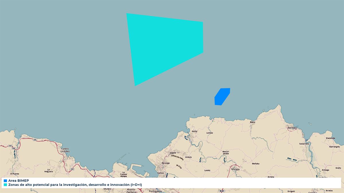 Mapa de la zona destinada a la investigación marina en Euskadi. Foto: EITB.