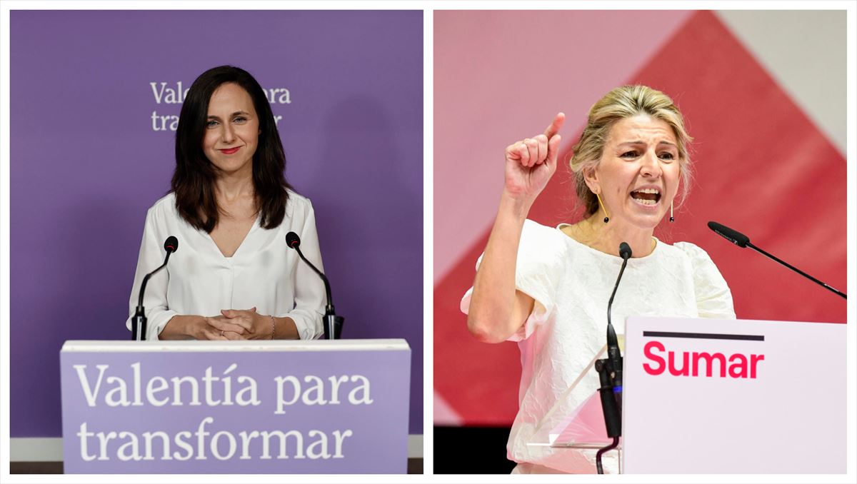 Ione Belarra (Podemos) y Yolanda Díaz (Sumar). Imagen: EITB MEDIA