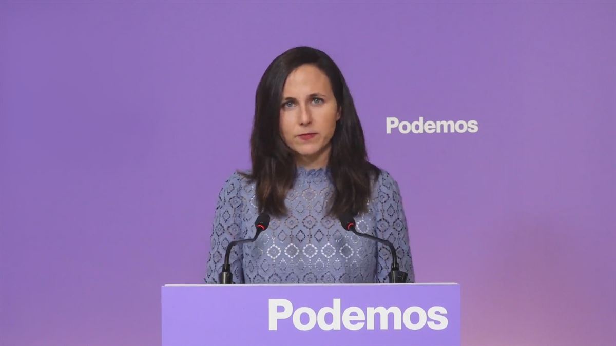 Irene Montero. Imagen obtenida de un vídeo de Agencias.