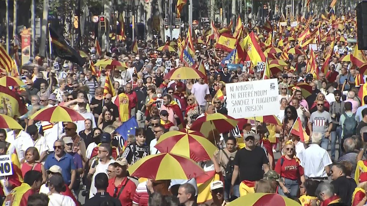 Manifestación contra la amnistía en Barcelona. Foto: EiTB