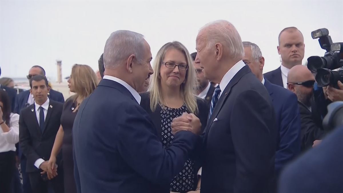 Biden llega a Israel. Imagen obtenida de un vídeo de Agencias.