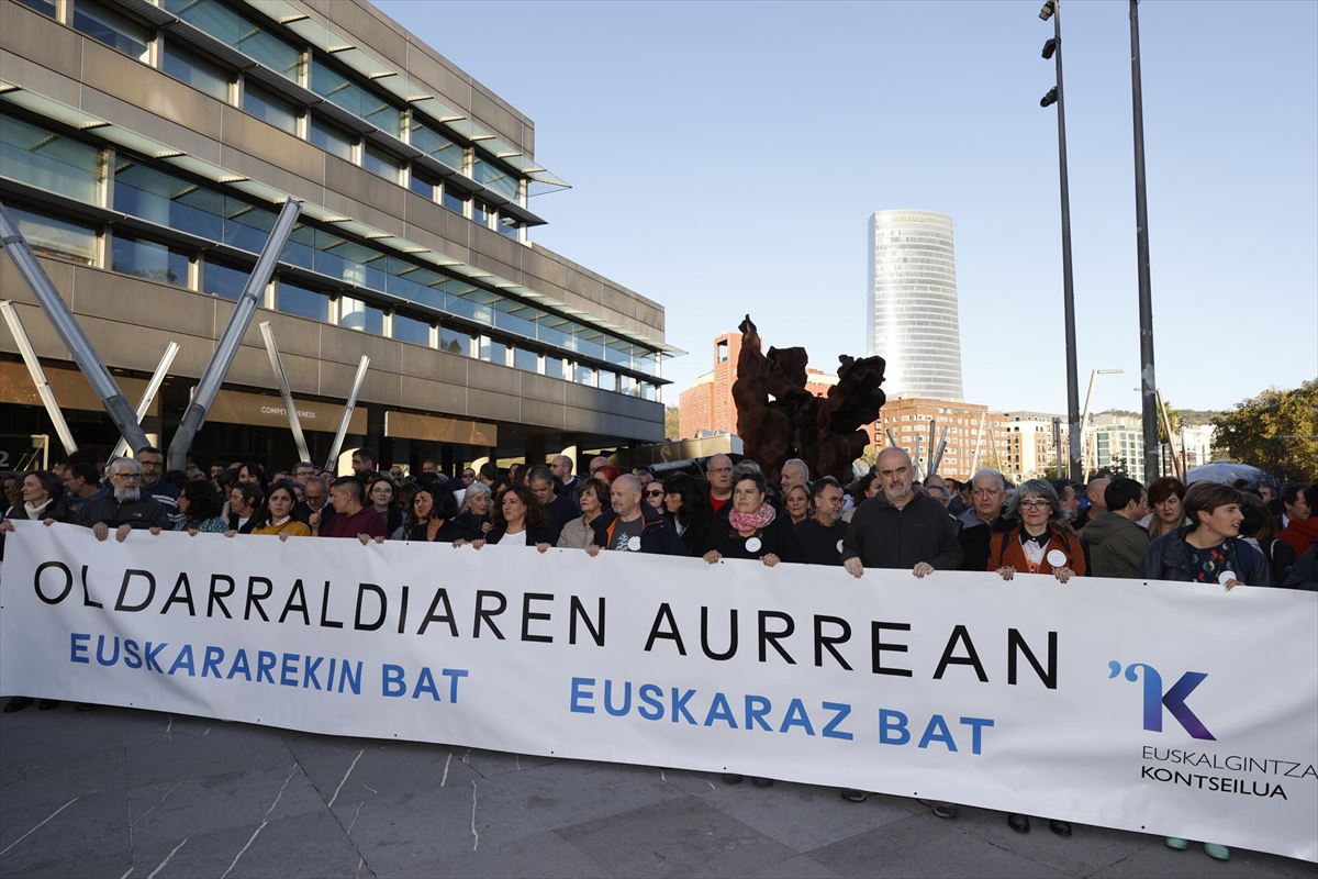 Una imagen de la manifestación de este sábado en Bilbao