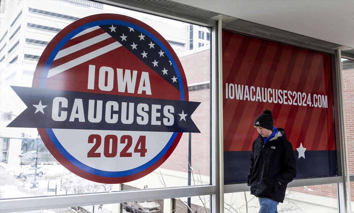 Anuncio de los caucus de Iowa. Foto: Efe
