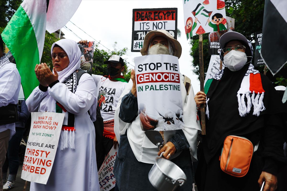 Protesta en contra de la guerra de Gaza. Foto: EFE.