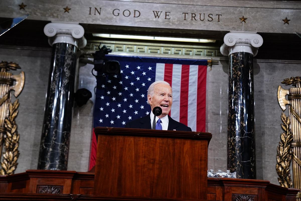 Joe Biden, durante su discurso del estado de la Unión ante el Congreso